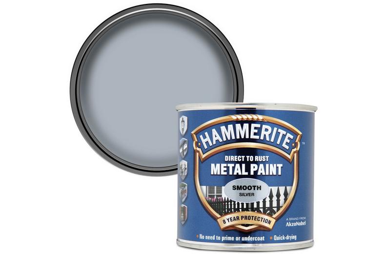 Hammerite Direct to Rust Metal Paint Smooth Finish Silver 250ml Hammerite Direct to Rust Metal Paint Smooth Finish Silver 250ml