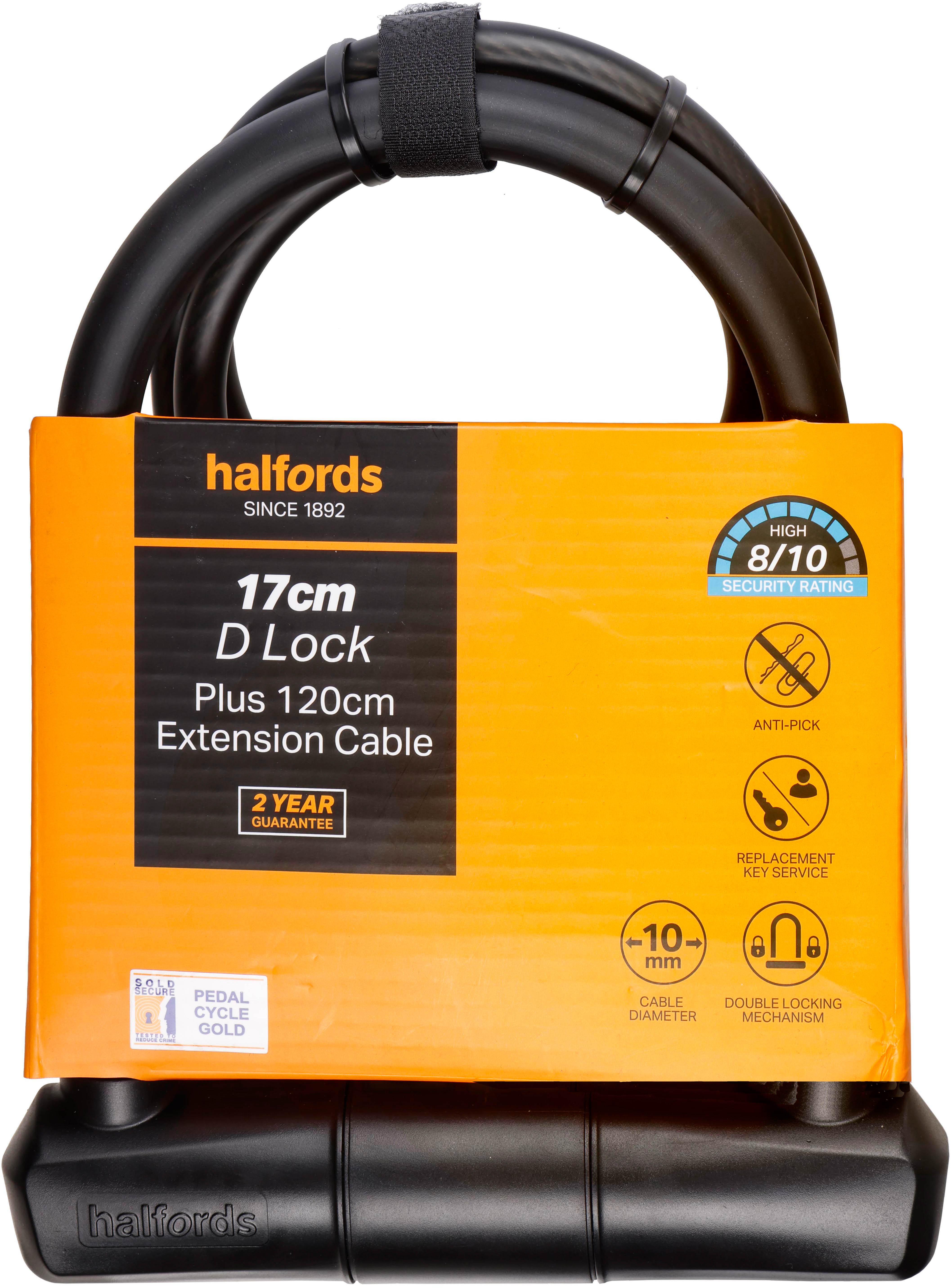 Halfords 17cm D-Lock and 120cm Cable