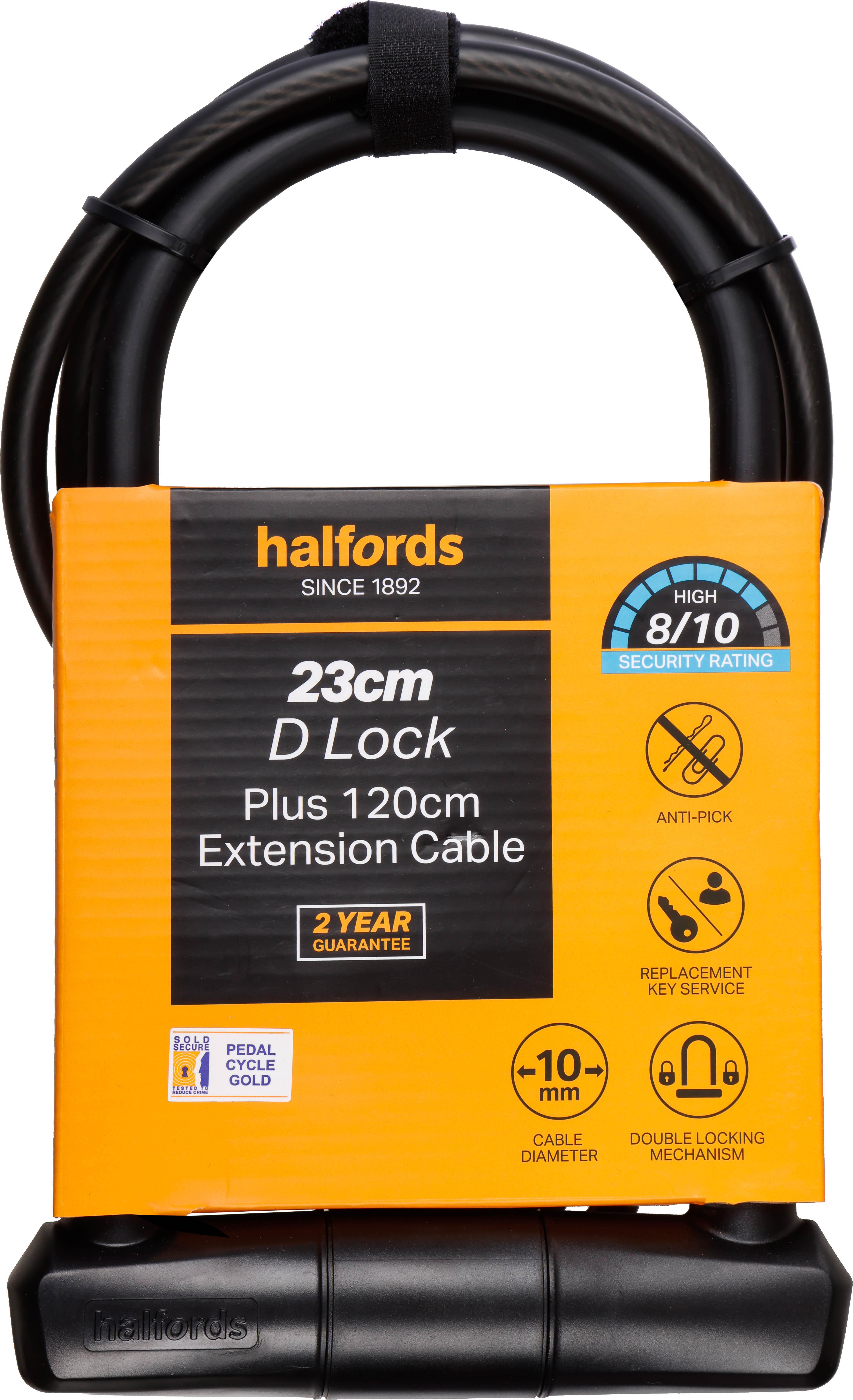 Halfords 23cm D-Lock and 120cm Cable