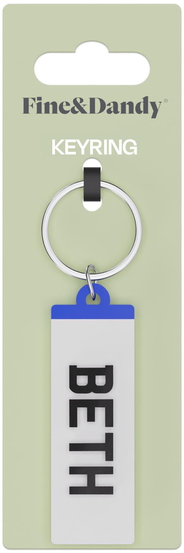 Fine and Dandy Beth Number Plate Keyring