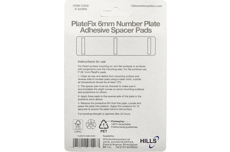 Number Plate Fixers - 6mm Adhesive Spacer Pads Number Plate Fixers - 6mm Adhesive Spacer Pads