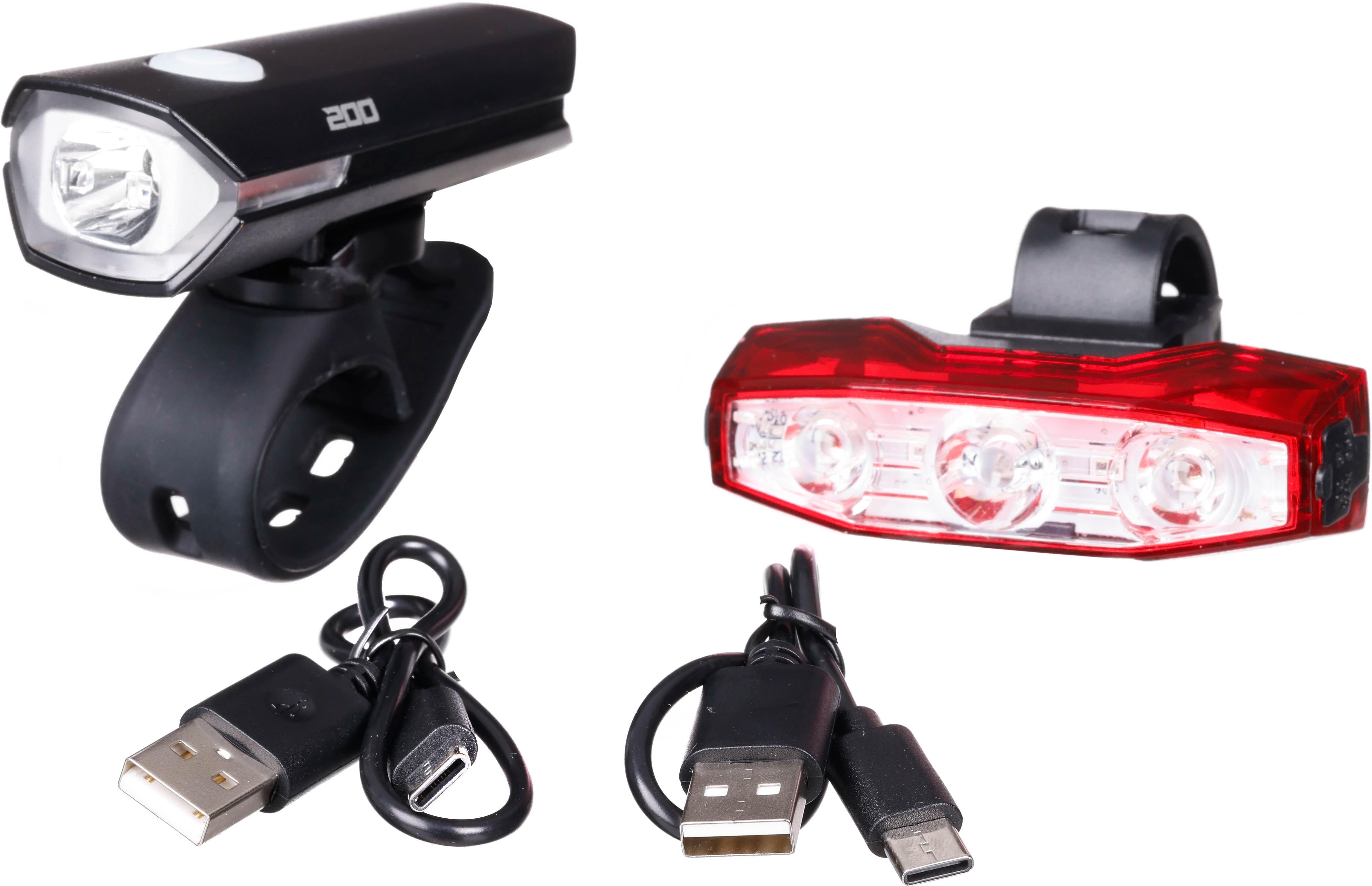 Halfords Front 200 Rear 50 Bike Light Set
