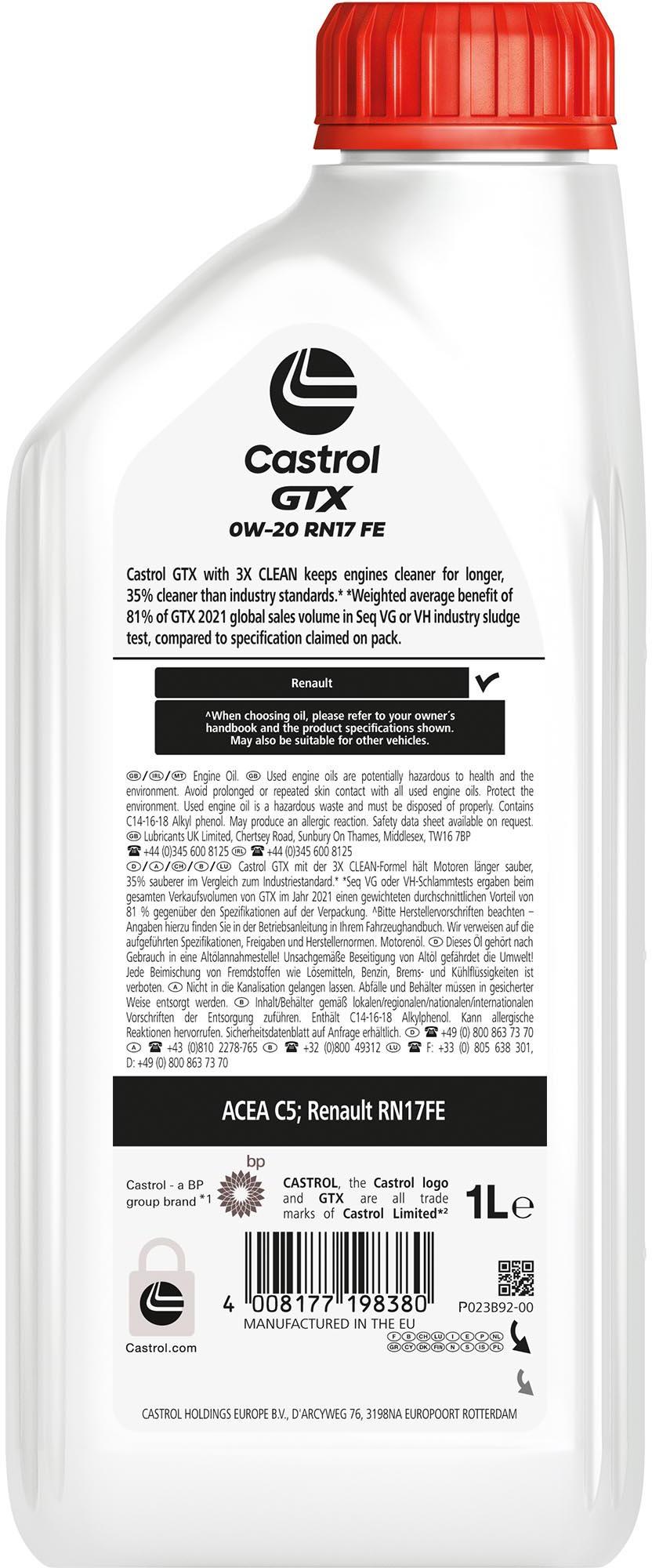 Castrol GTX 0W-20 RN17 FE 1L