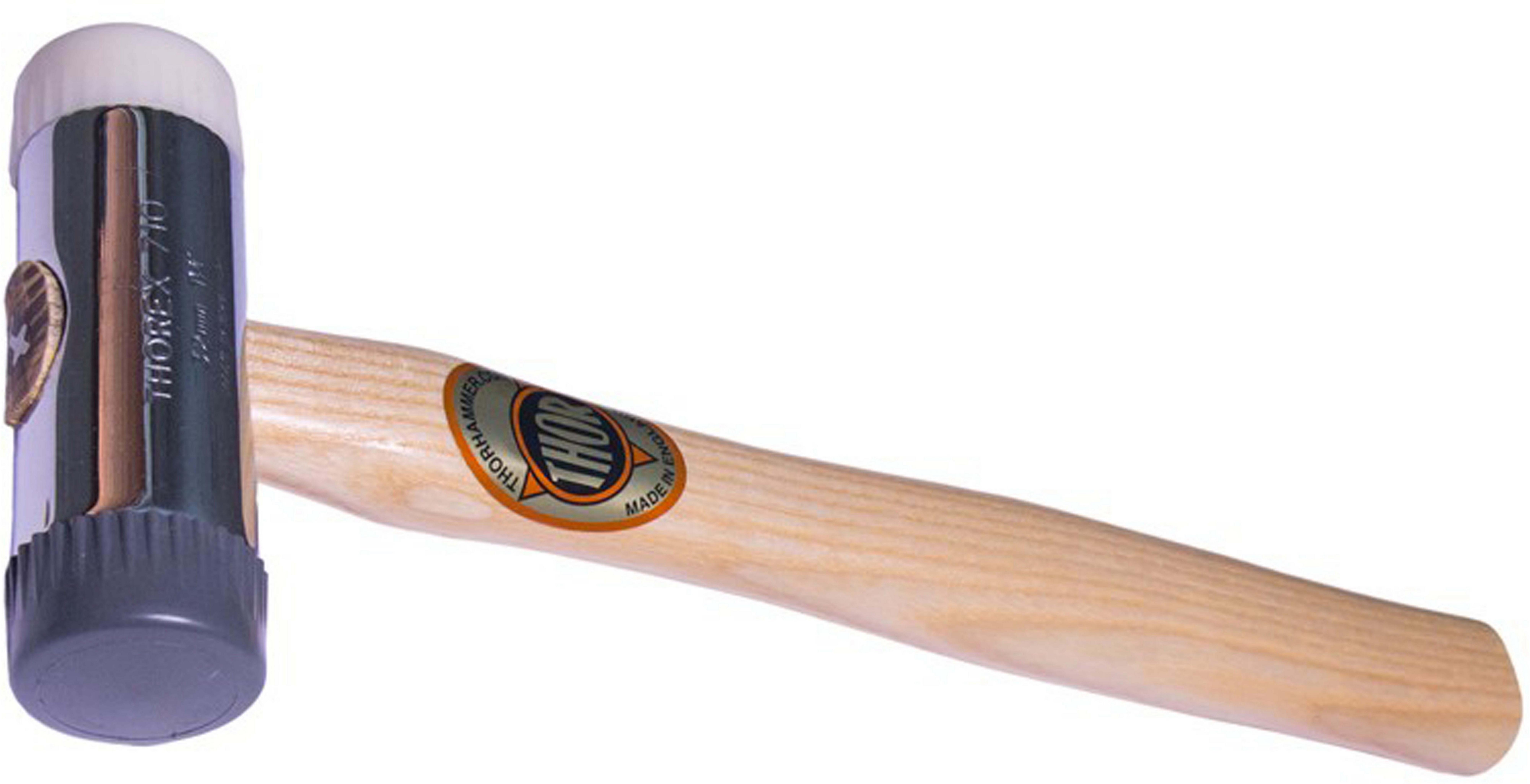 Thor Soft & Hard Face Thorex Nylon Hammer - Wood Handle 32mm 345g