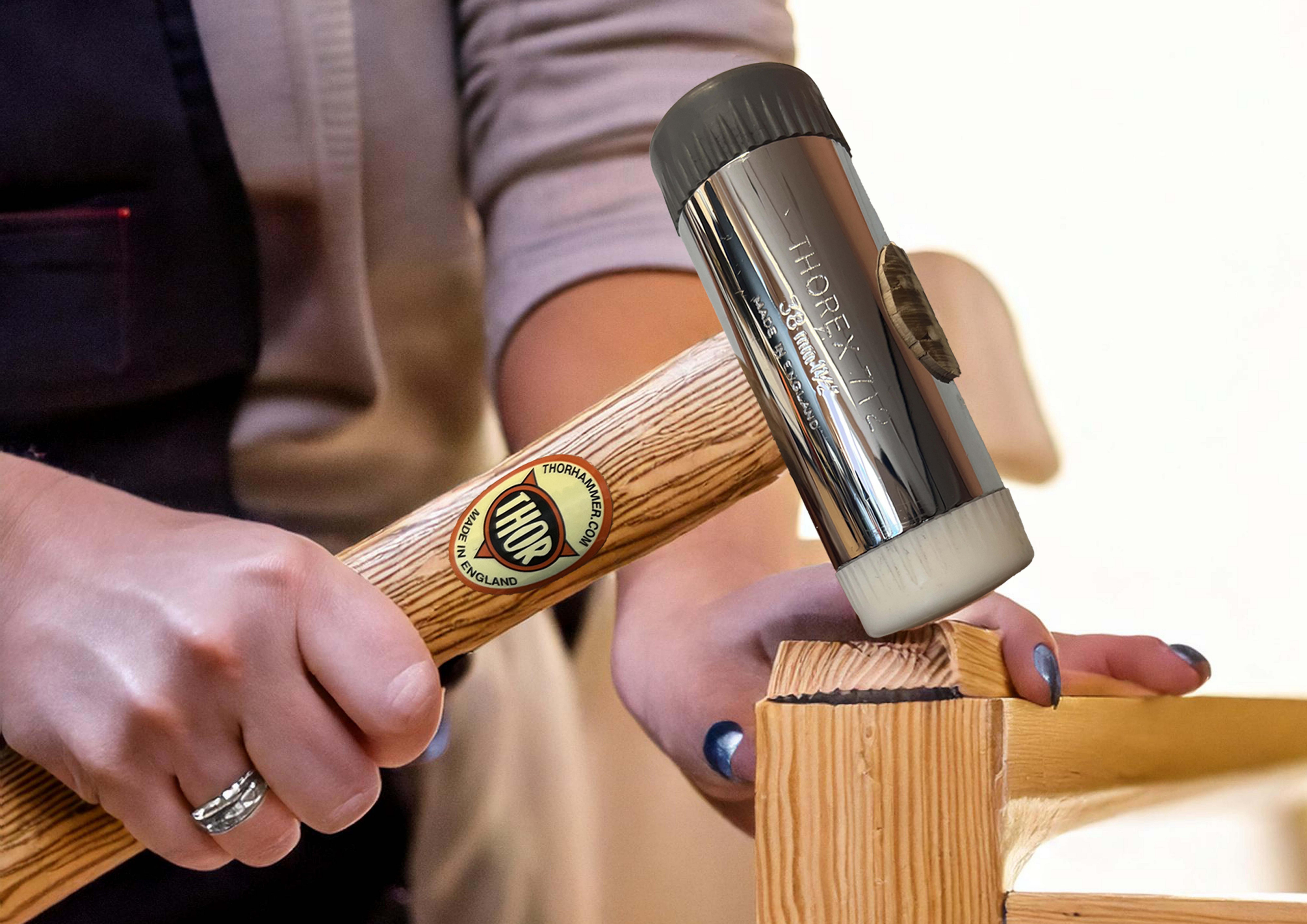 Thor Soft & Hard Face Thorex Nylon Hammer - Wood Handle 32mm 345g