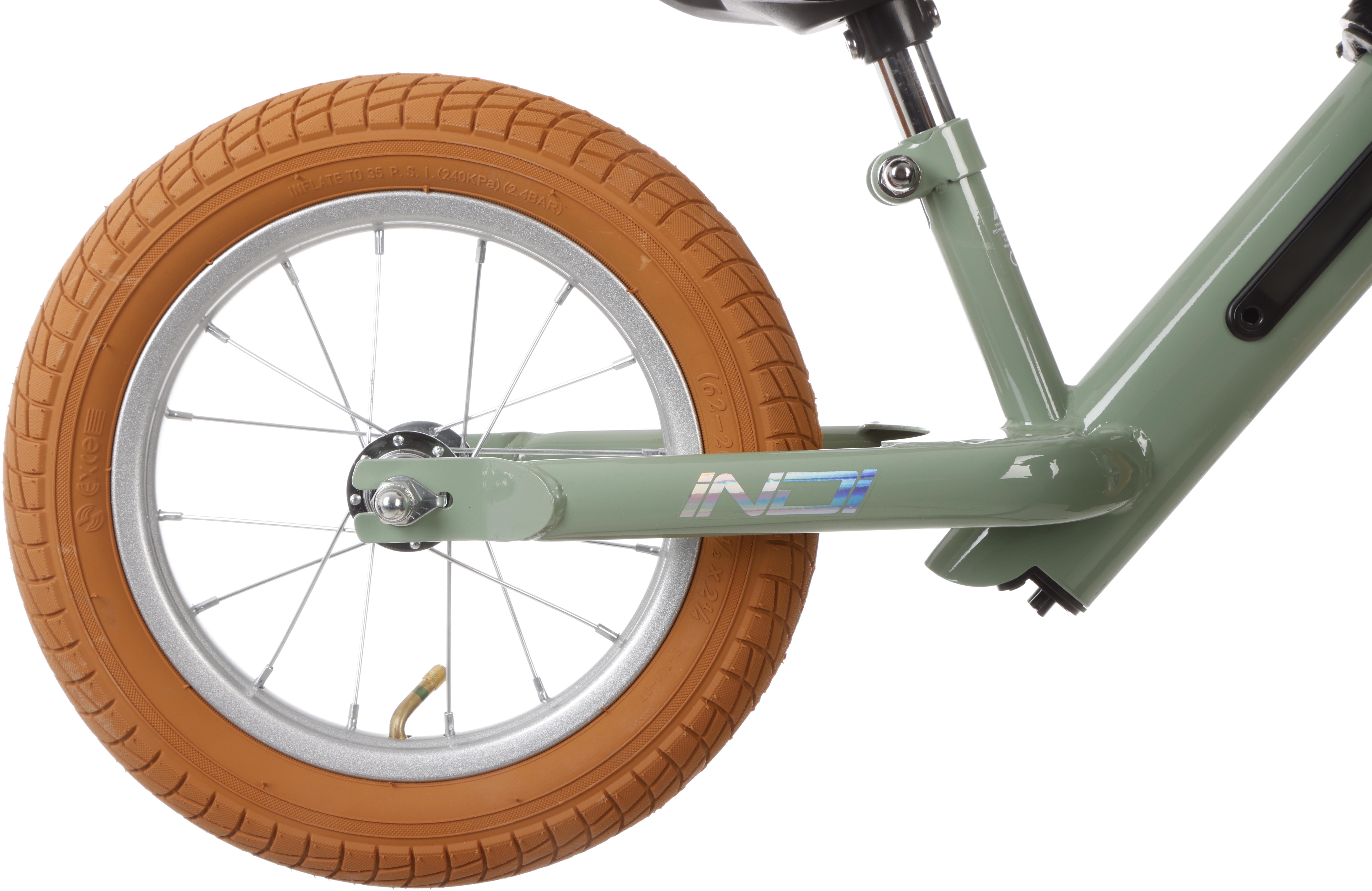 Indi Light Up Balance Bike, Sage Green - 12" Wheel