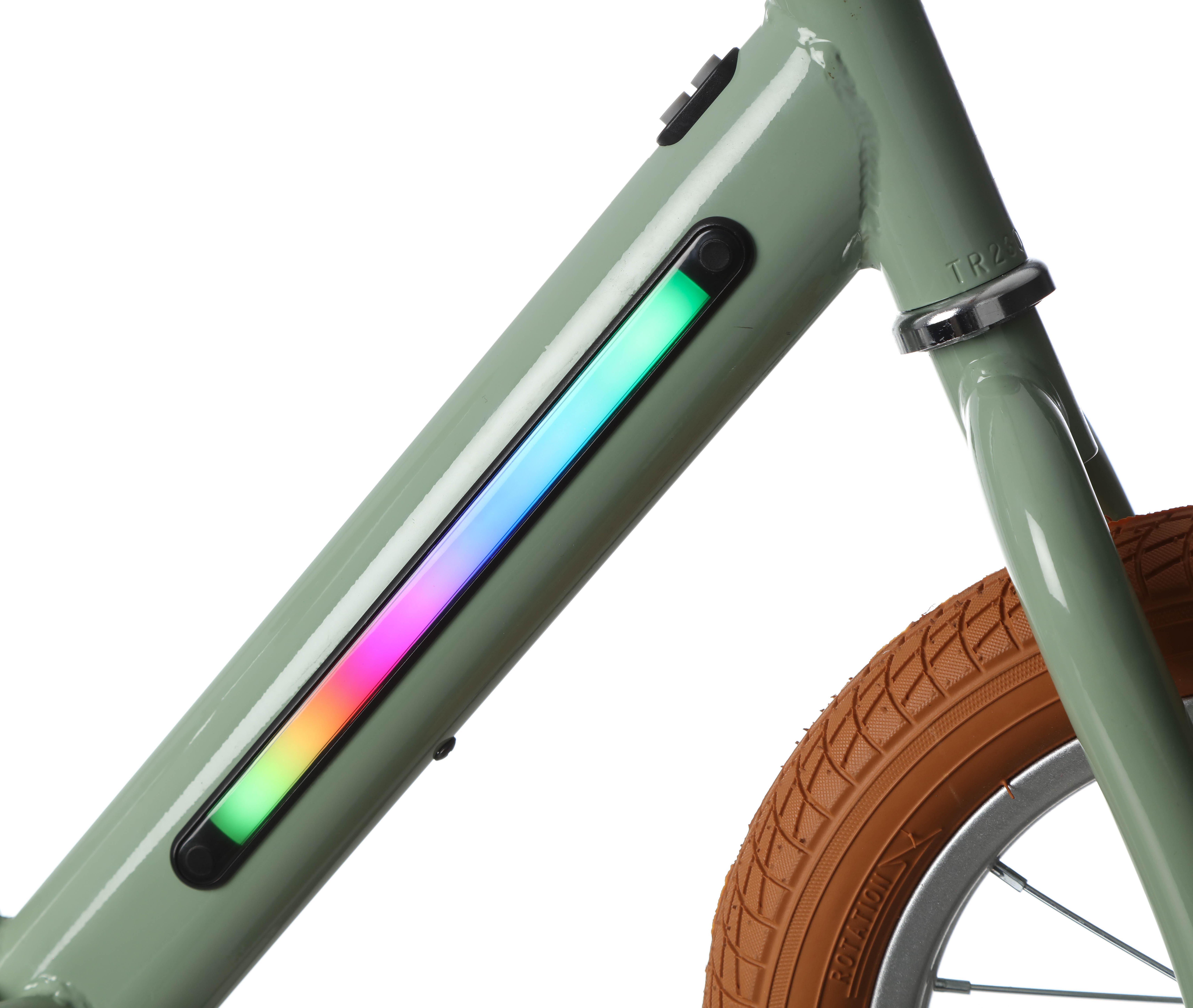 Indi Light Up Balance Bike, Sage Green - 12" Wheel