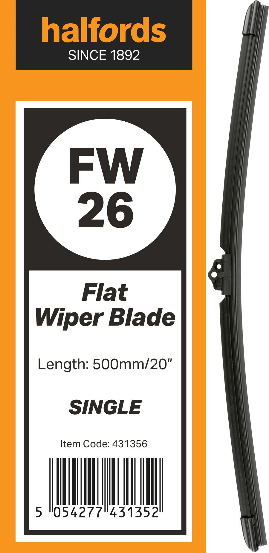 Halfords Flat Wiper Blade Single Fw26