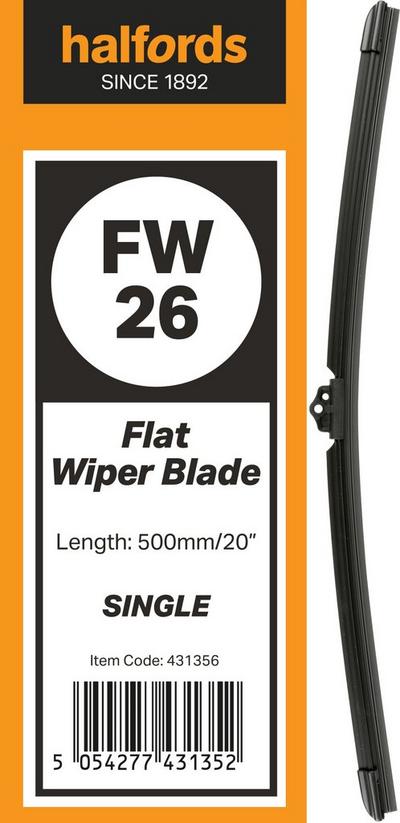 Halfords Flat Wiper Blade Single FW26