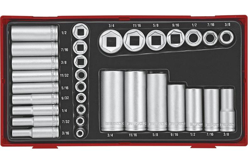 Teng 1/4" & 3/8" Socket Set AF 6 pt TT1 Teng 1/4" & 3/8" Socket Set AF 6 pt TT1