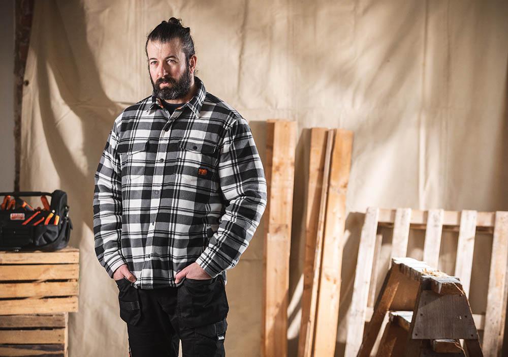 Scruffs Worker Padded Check Shirt White/Black