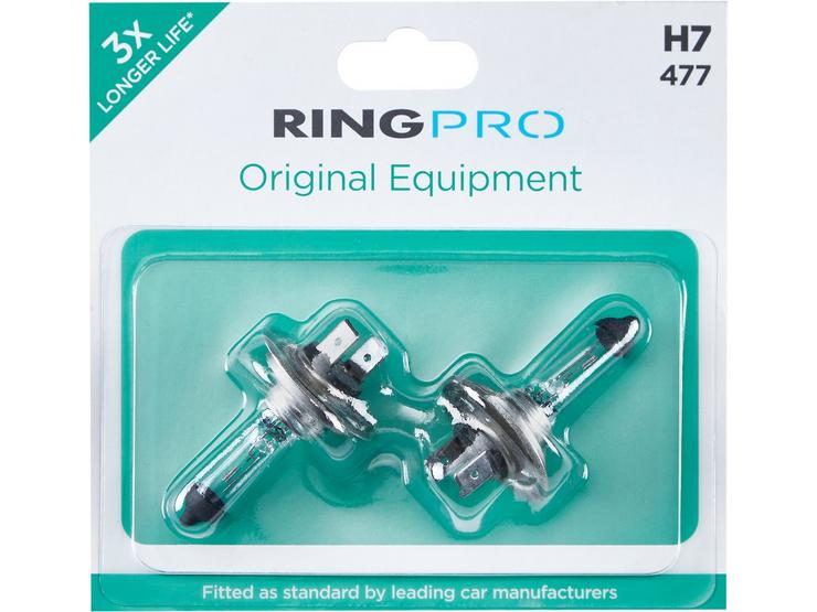 Ring Pro H7 477 Triple Life Car Headlight Bulb Twin Pack