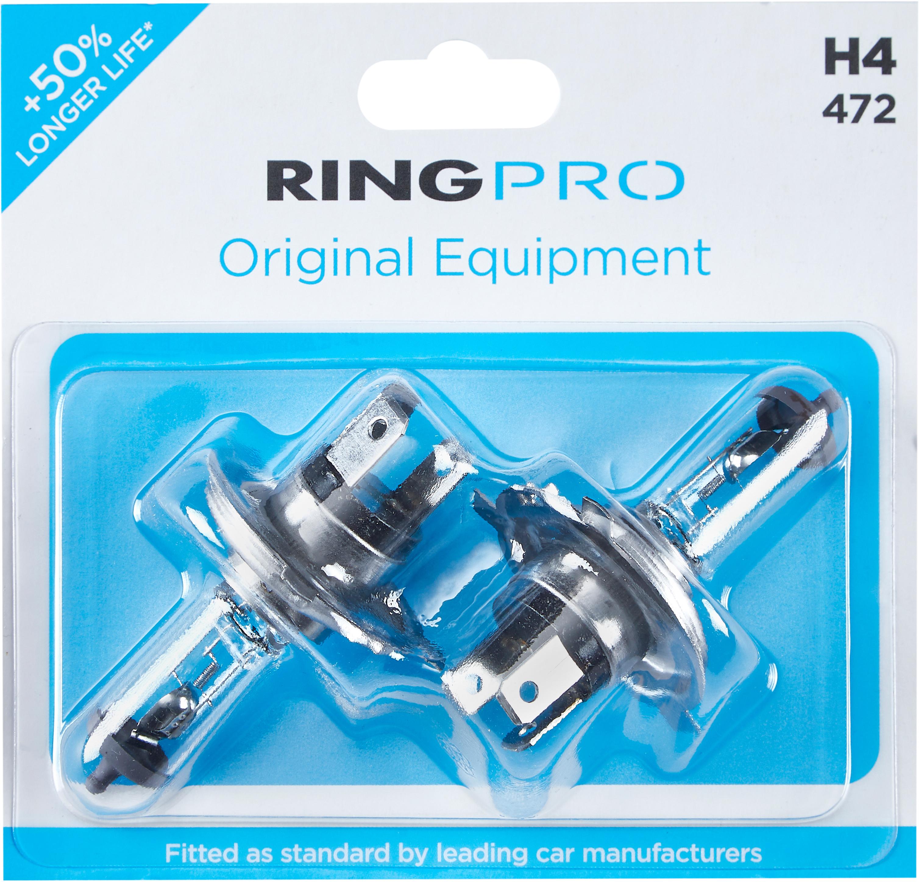 Ring Pro H4 472 Car Headlight Bulb Twin Pack