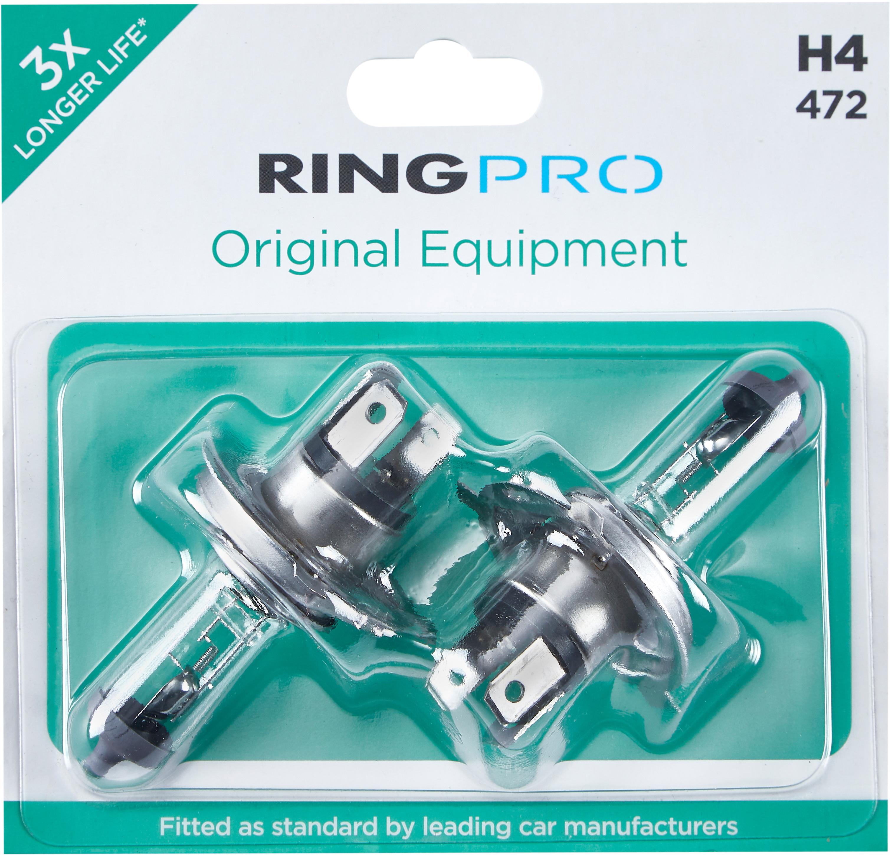 Ring Pro H4 472 Triple Life Car Headlight Bulb Twin Pack