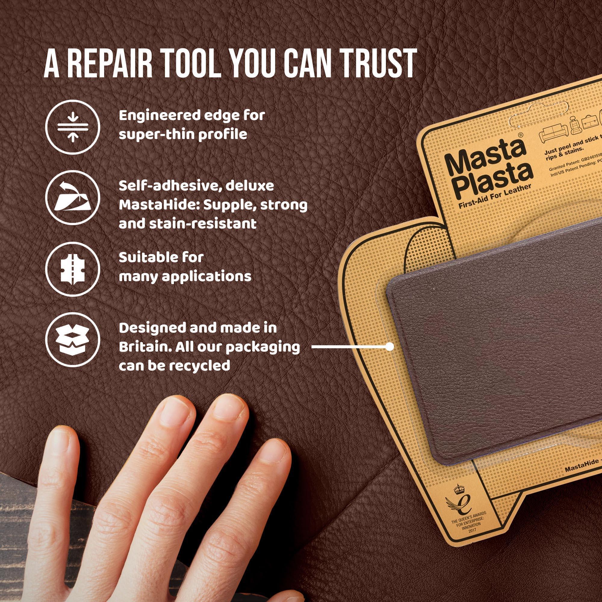 MastaPlasta Instant Leather Repair for Car Interiors & DIY - Black Pirate 5x5cm
