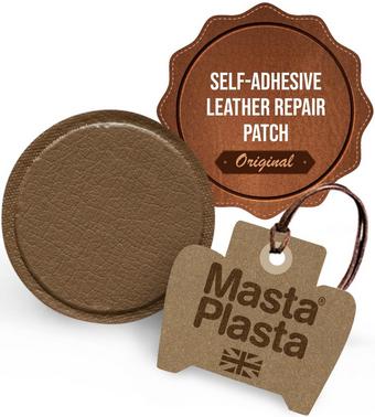 MastaPlasta Instant Leather Repair for Car Interiors & DIY - Tan 5cm Circle
