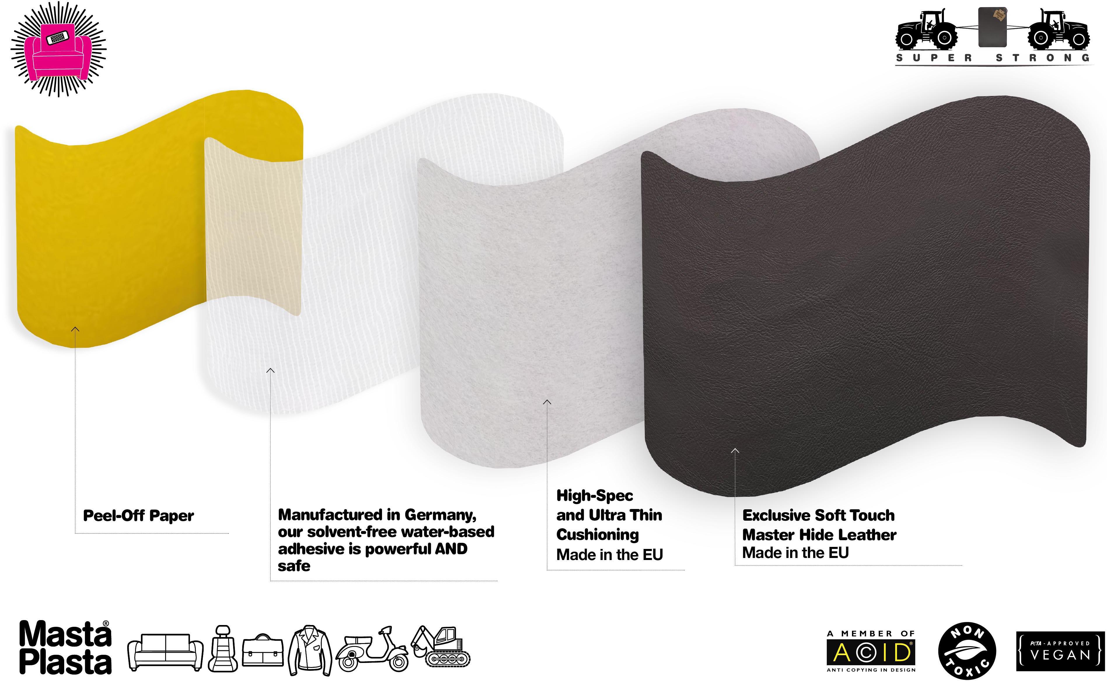 MastaPlasta Instant Leather Repair for Car Interiors & DIY - Black 10x6cm