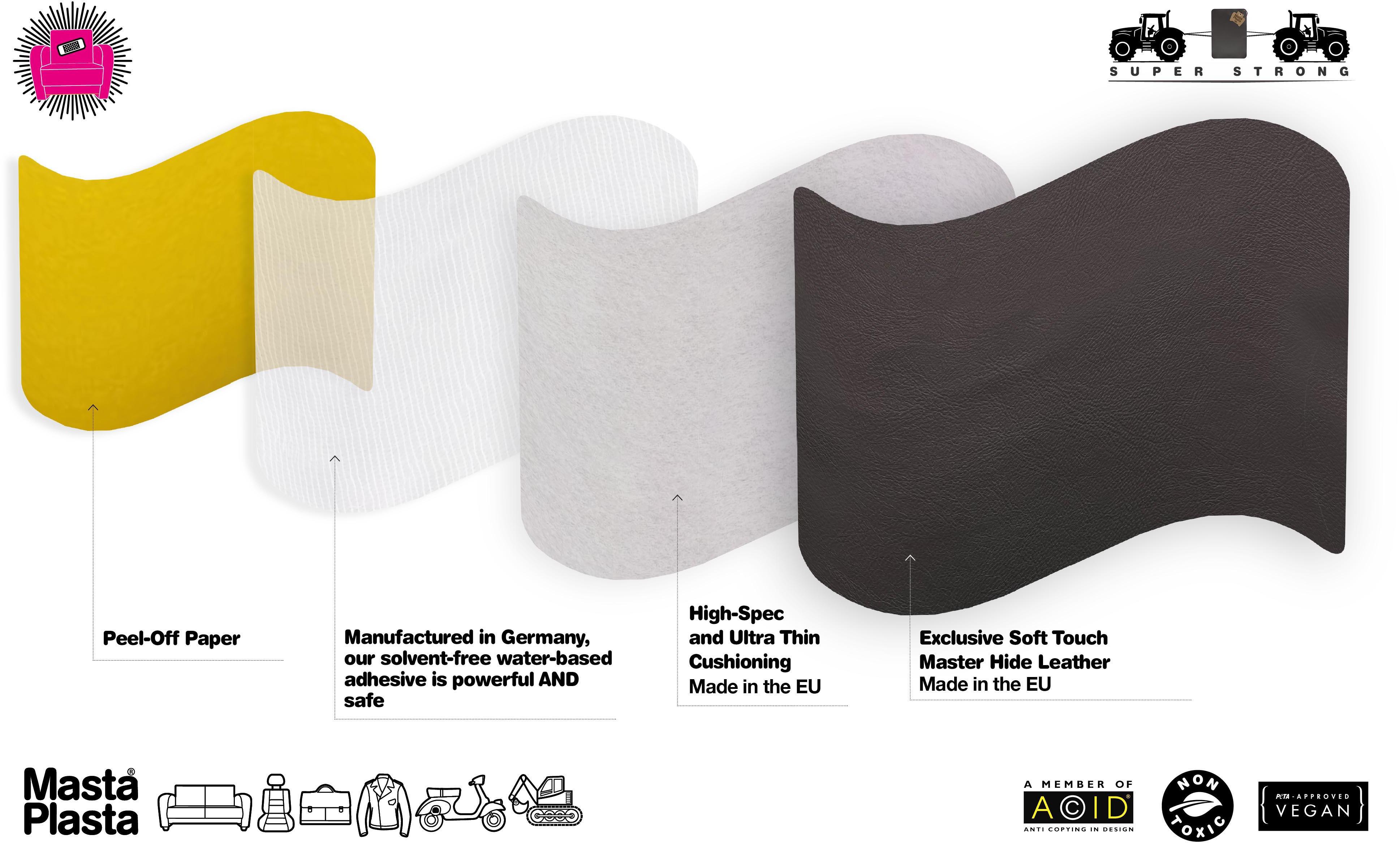 MastaPlasta Instant Leather Repair for Car Interiors & DIY - Black 10x6cm