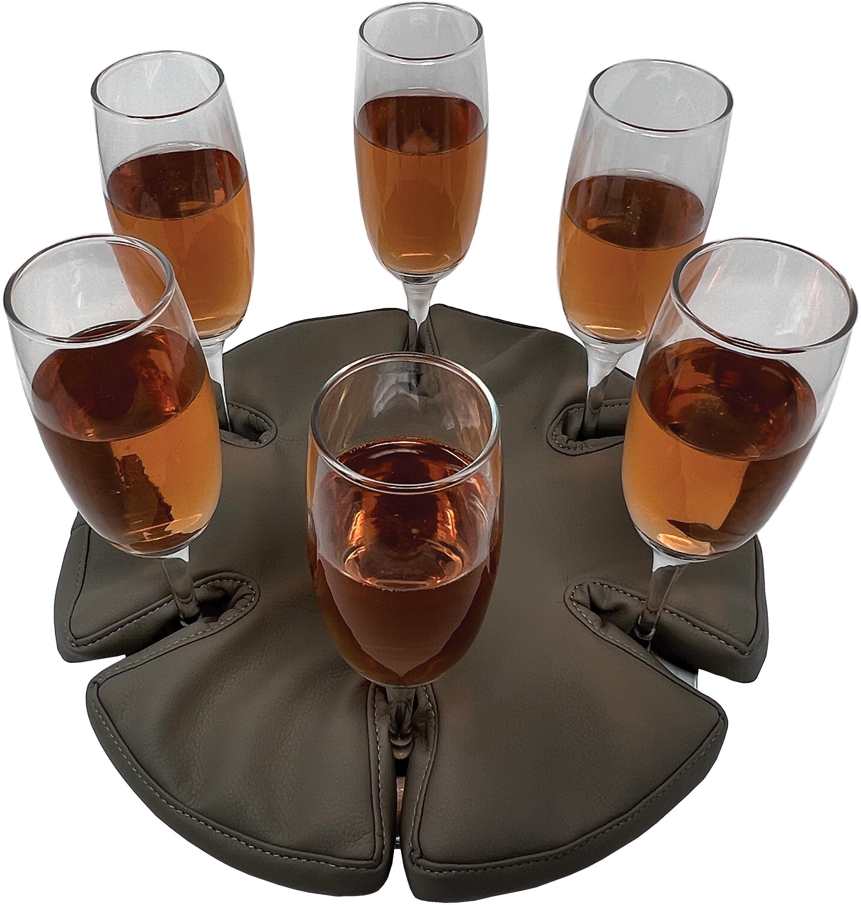 Glass Anchor Wine Glass Holder for camping and boats - White Leather