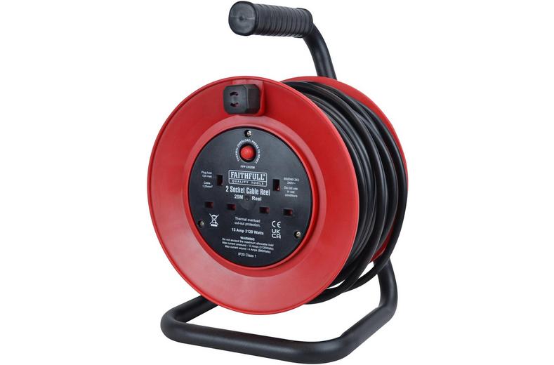 Faithfull Power Plus Open Drum Cable Reel 240V 13A 2-Socket 25m Faithfull Power Plus Open Drum Cable Reel 240V 13A 2-Socket 25m