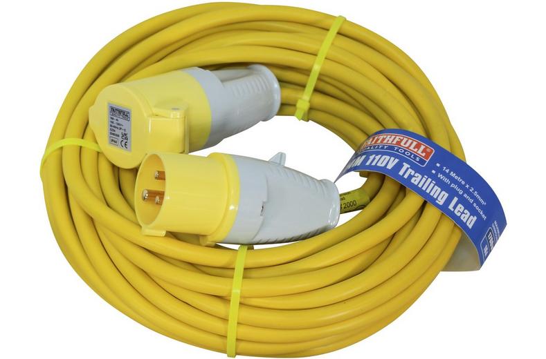 Faithfull Trailing Lead 110V 16A 2.5mm Cable 14m Faithfull Trailing Lead 110V 16A 2.5mm Cable 14m