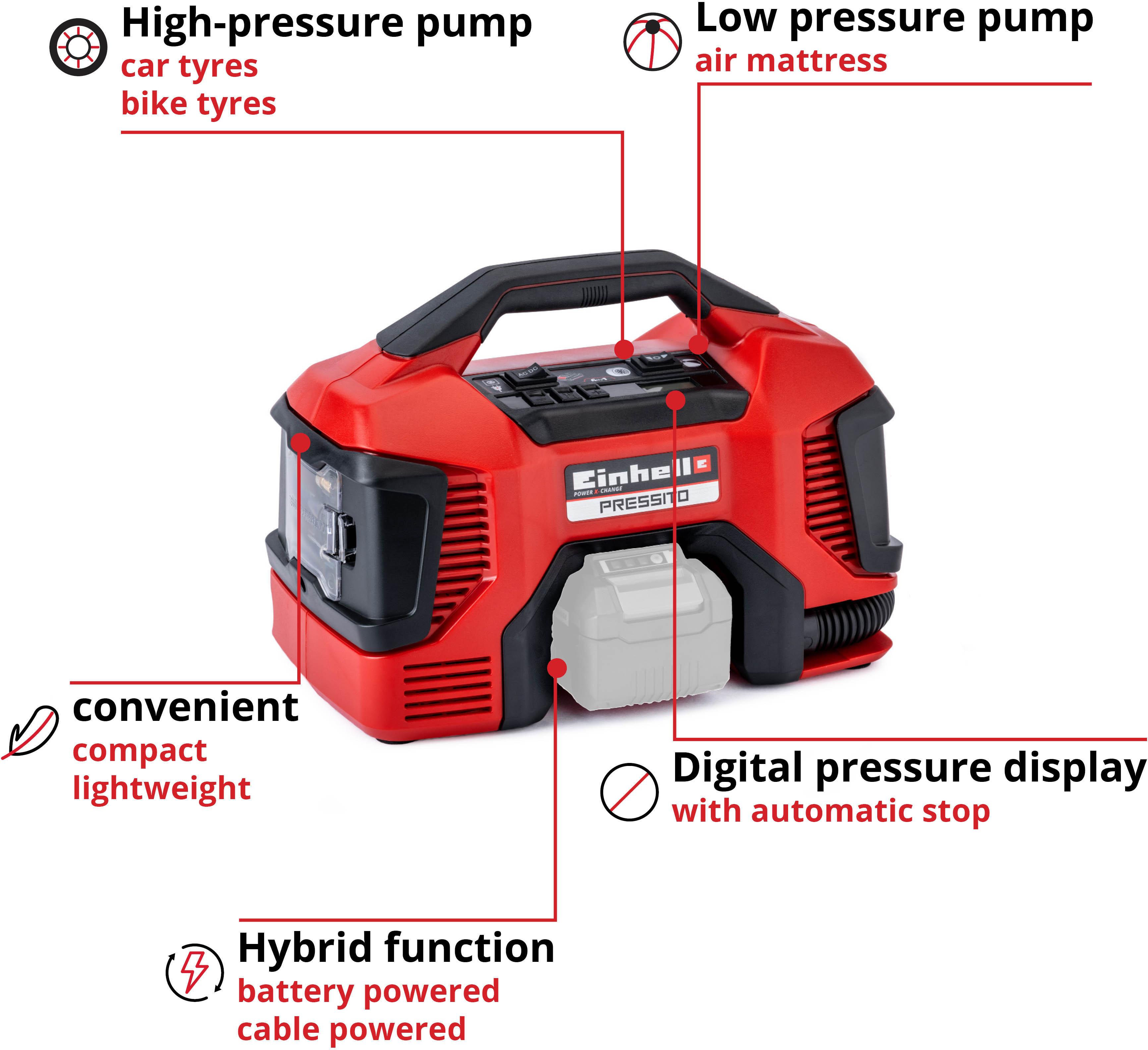 Einhell PXC 18V Hybrid Compressor (mains & battery powered), Body Only  