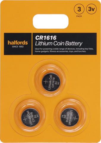 Halfords 1616 Lithium coin battery 3pk