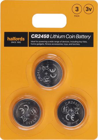 Halfords 2450 Lithium coin battery 3pk