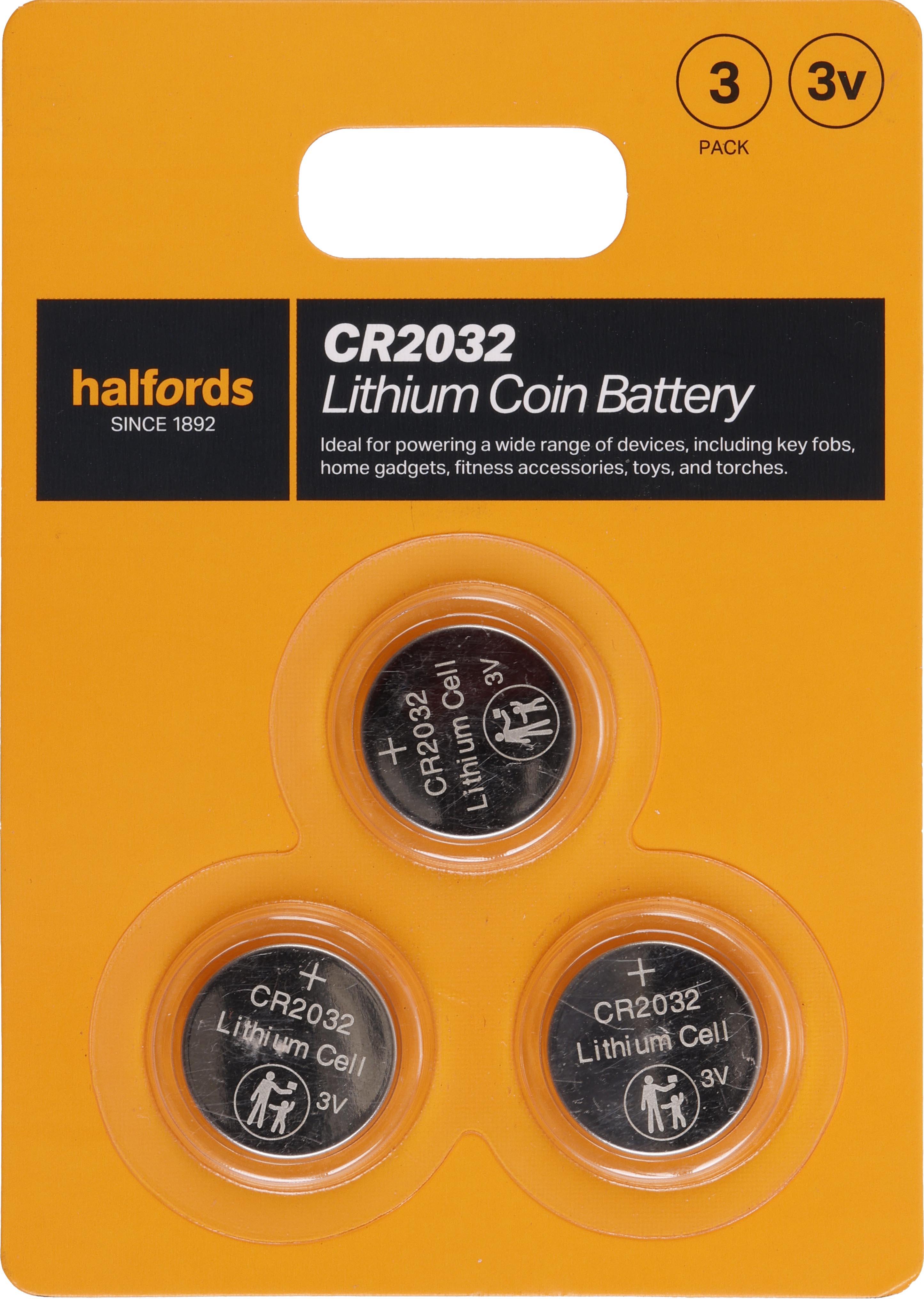 Halfords 2032 Lithium coin battery 3pk