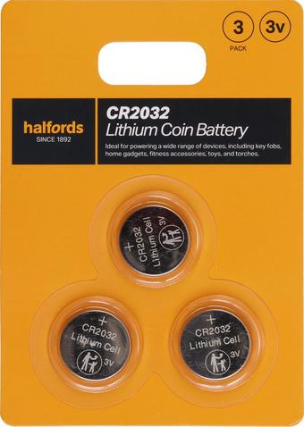 Halfords 2032 Lithium coin battery 3pk