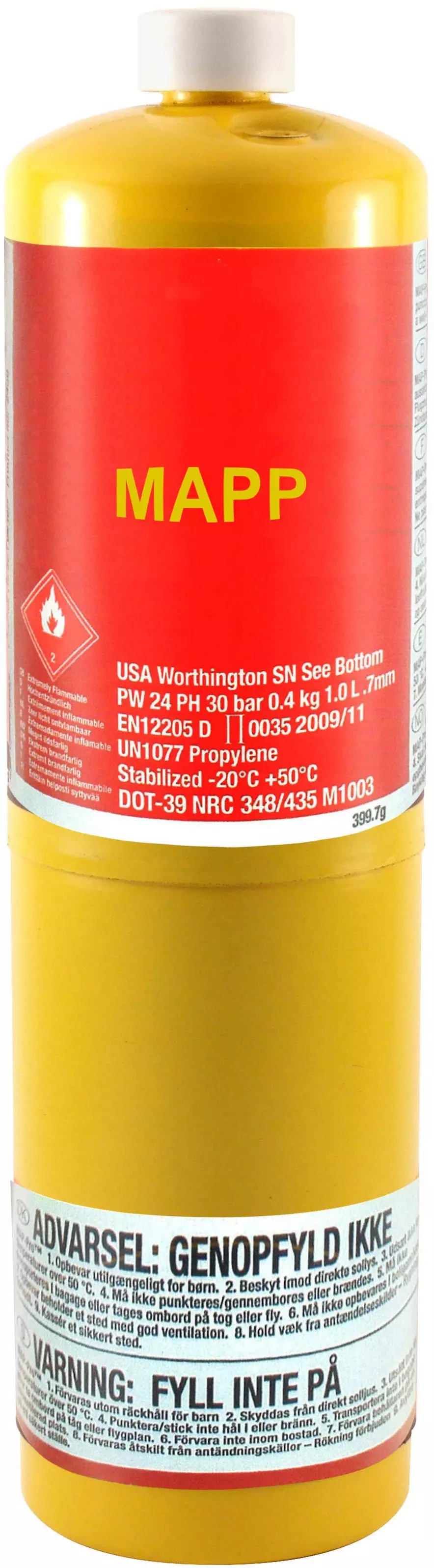 Faithfull Gas Cylinder MAPP CGA600 Fitting - 400g | Halfords UK