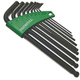 Faithfull Hex Key 9 Piece Set, Long Arm Ballend Keys