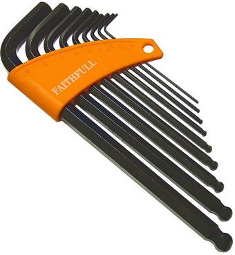 Faithfull Hex Key 9 Piece Set, Long Arm Ballend Keys