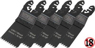 Faithfull Flush Cut Wood Blade Side Set 34mm CRV - Pack of 5 Faithfull Flush Cut Wood Blade Side Set 34mm CRV - Pack of 5