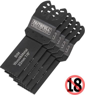 Faithfull Flush Cut Wood-Metal Blade 22mm Bi-Metal - Pack of 5