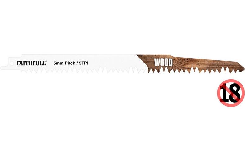 Faithfull Sabre Saw Blades (5) - Wood 5tpi 240mm Faithfull Sabre Saw Blades (5) - Wood 5tpi 240mm