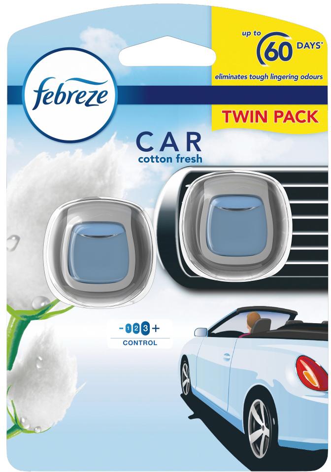 Febreze Car Clip Twin Pack Vent Clip Air Freshener - Cotton