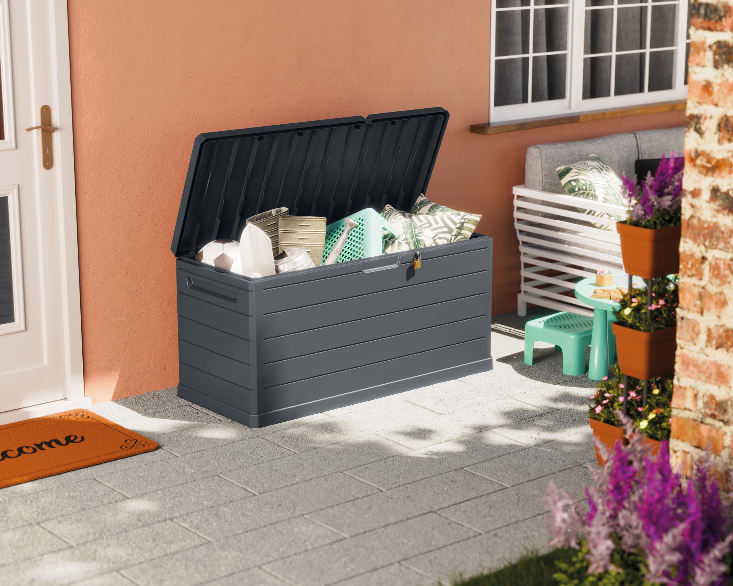 Lockable Outdoor Water-Resistant Trunk 350L Dark Grey 