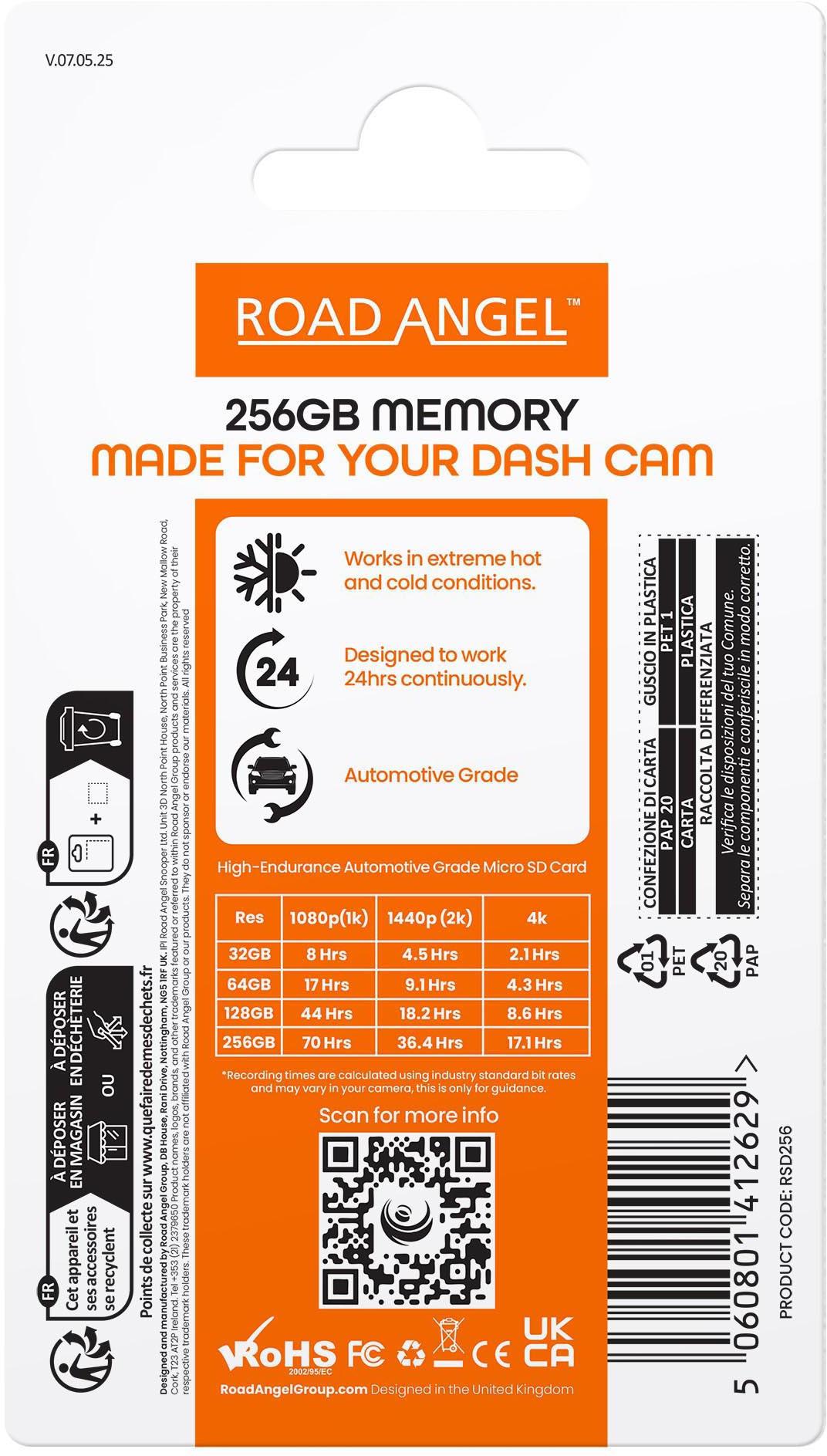 Road Angel 256GB MicroSD Card & Adapter 
