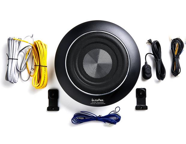 IN PHASE Audio USW10 300 Watt Underseat Active Subwoofer including Remote Bass Controller/Wiring Kit Black 