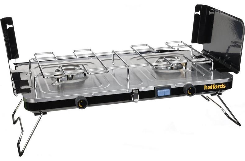 Halfords Double Gas Stove with Griddle Pans Halfords Double Gas Stove with Griddle Pans