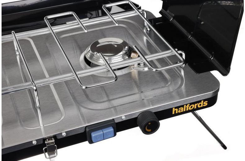 Halfords Double Gas Stove with Griddle Pans Halfords Double Gas Stove with Griddle Pans