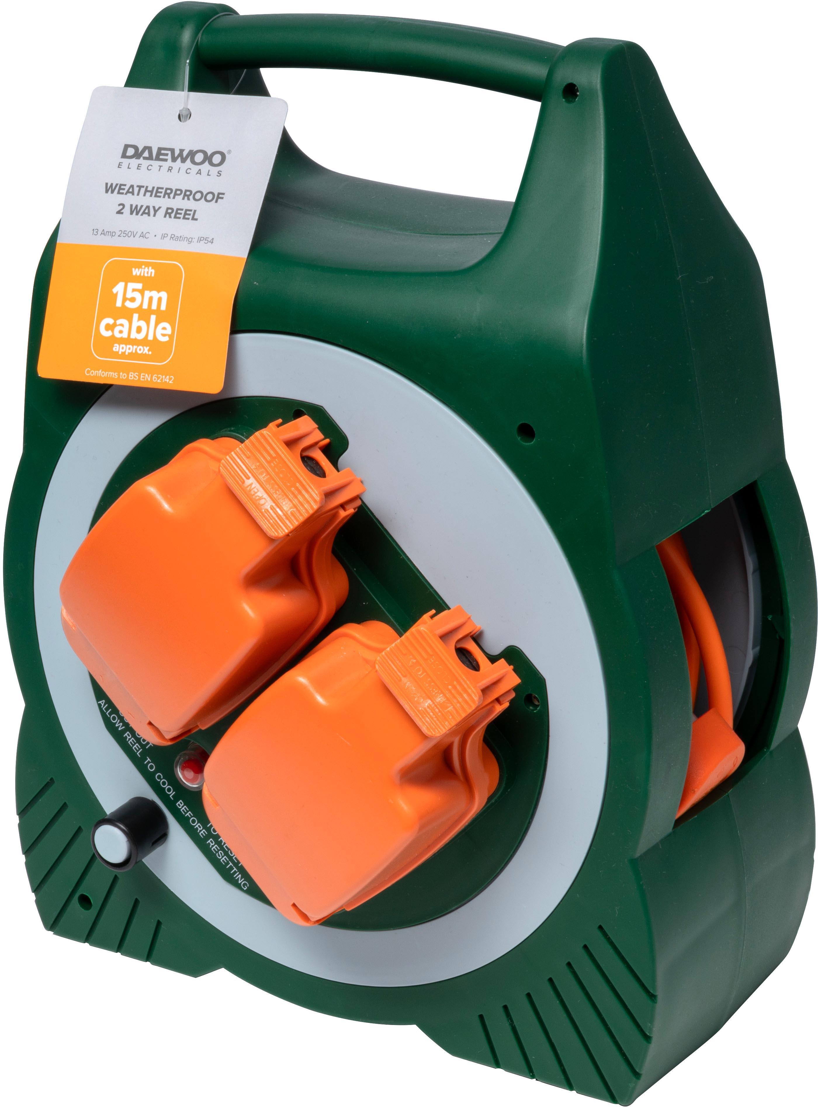 Daewoo Weatherproof 2 Gang 15M Reel
