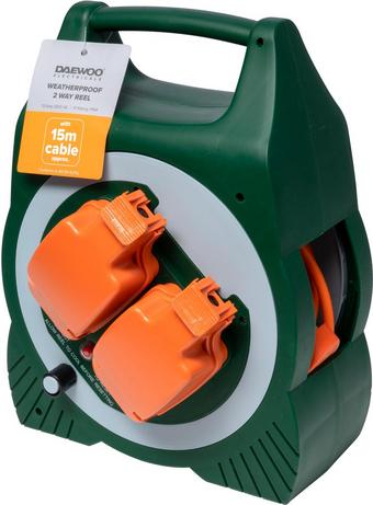 Daewoo Weatherproof 2 Gang 15M Reel