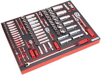 Sealey 91pc 1/4" 3/8" & 1/2" Sq Socket Set Tool Tray