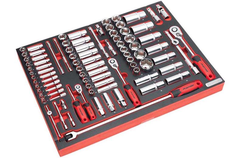 Sealey 91pc 1/4" 3/8" & 1/2" Sq Socket Set Tool Tray Sealey 91pc 1/4" 3/8" & 1/2" Sq Socket Set Tool Tray