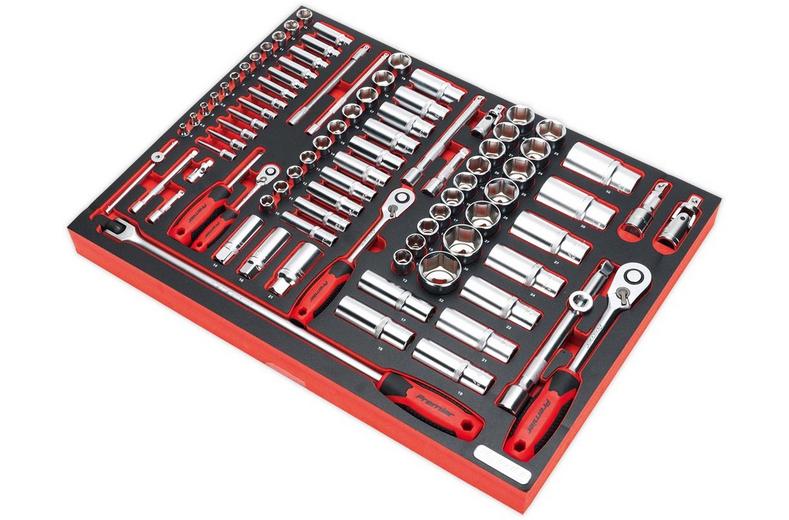 Sealey 91pc 1/4" 3/8" & 1/2" Sq Socket Set Tool Tray Sealey 91pc 1/4" 3/8" & 1/2" Sq Socket Set Tool Tray