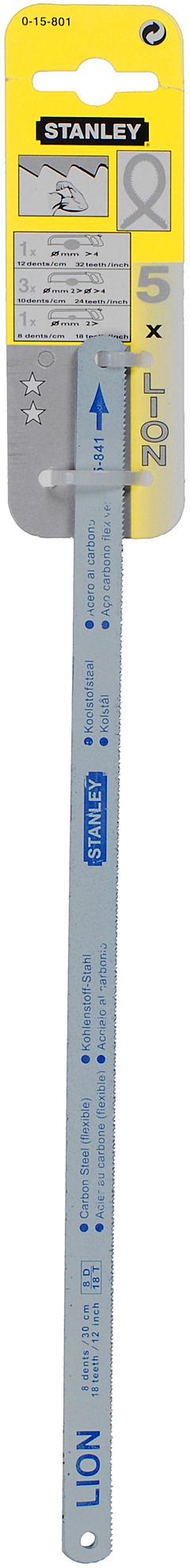 Stanley Lion 300mm Assorted Hacksaw Blades 5pk