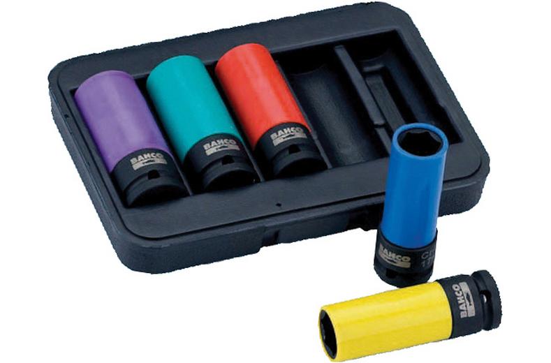 Bahco Colour Coded 17, 19, 21, 22 and 24mm Impact Wheel Socket Set Bahco Colour Coded 17, 19, 21, 22 and 24mm Impact Wheel Socket Set