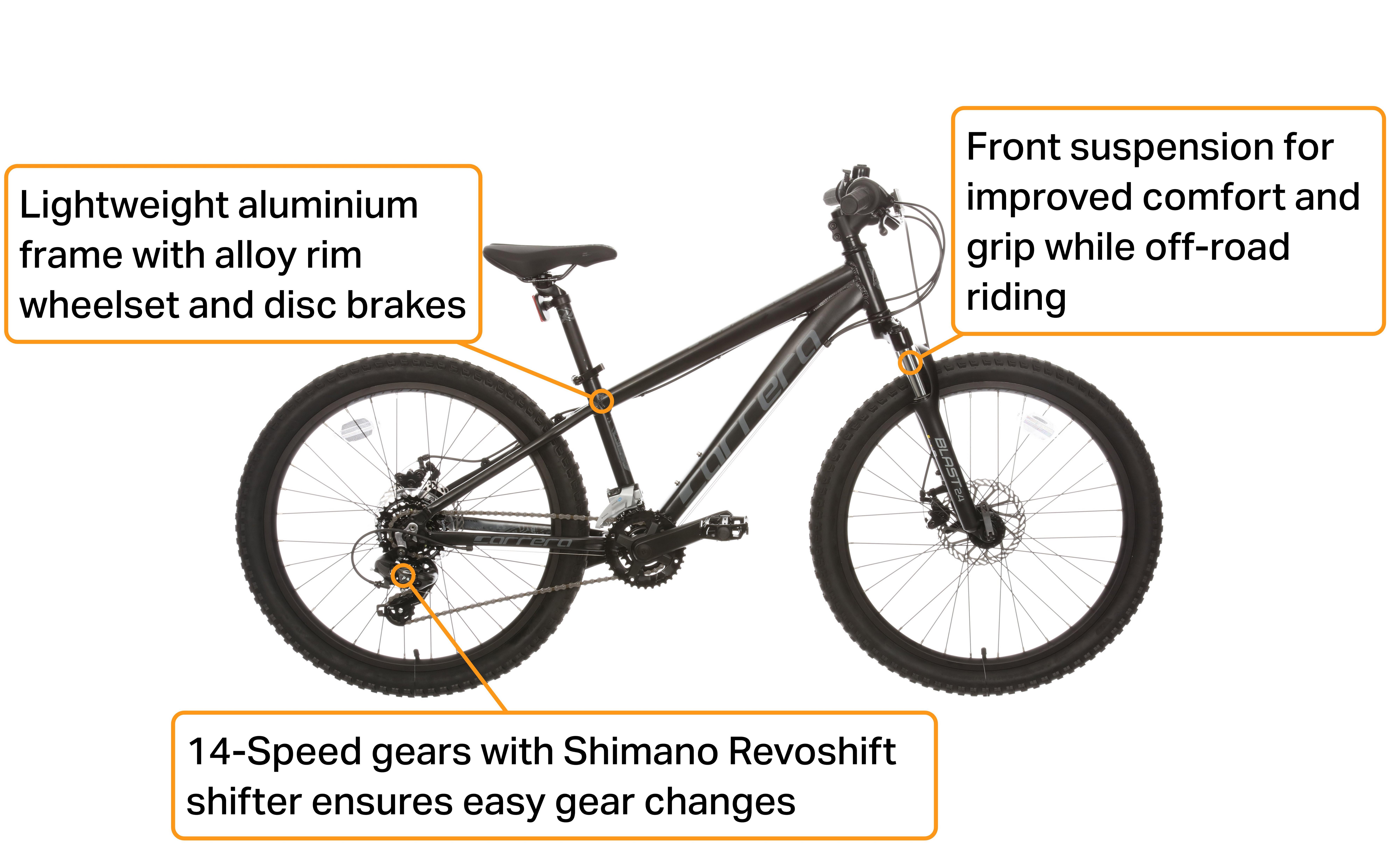 Carrera Blast Junior Mountain Bike - Black - 24" Wheel